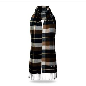 Italy Design Unisex Plaid Cashmere Blend Scarf in Black, Brown, and Gray